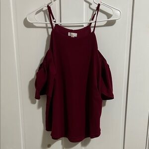 Charming Charlie Burgundy Cold Shoulder Blouse